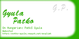 gyula patko business card